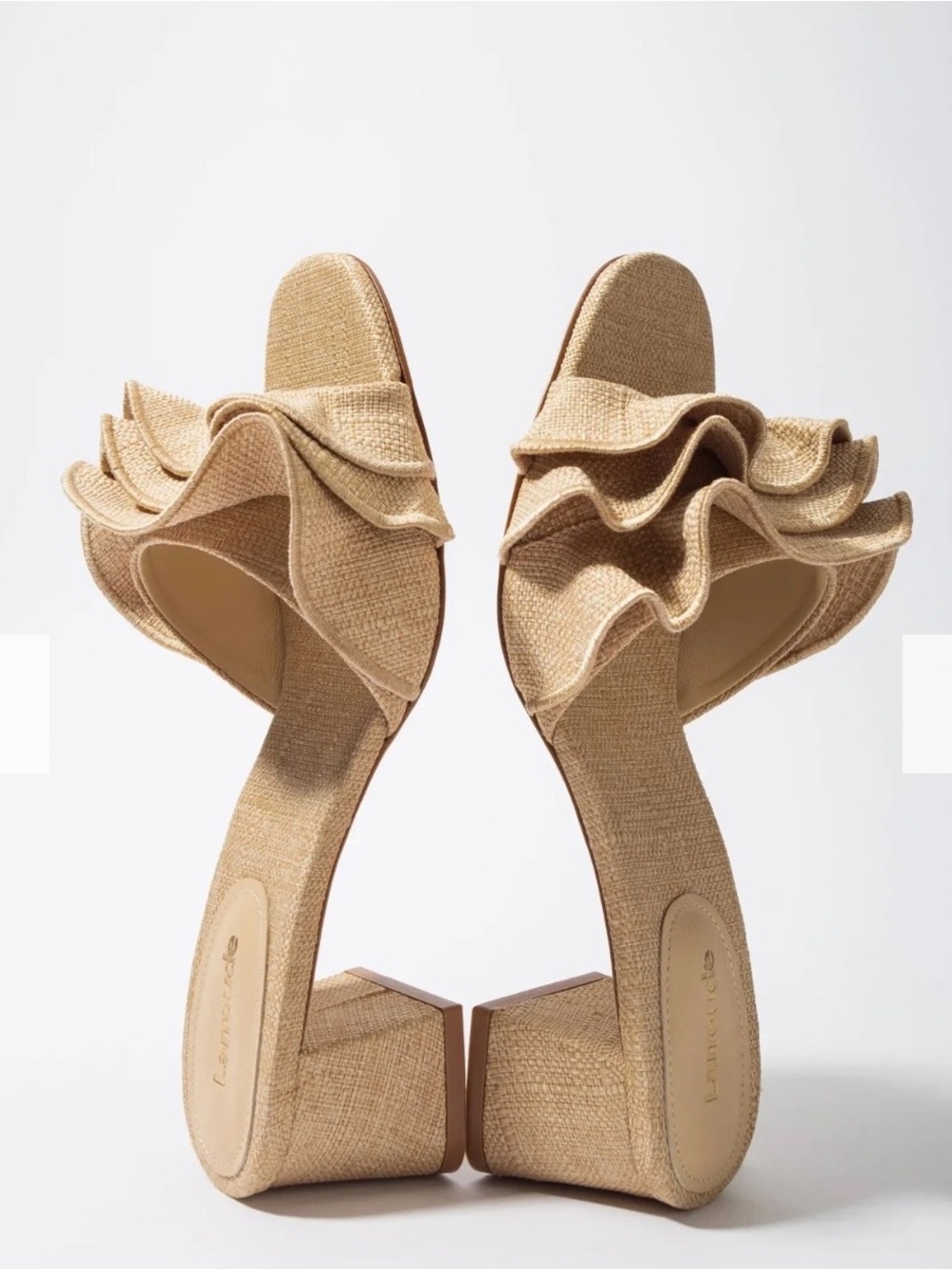 Larroudé Natural Raffia Ruffle Mule - Picture 6 of 7